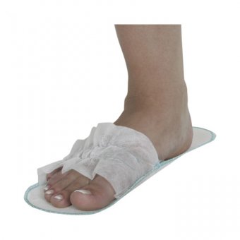 Papuci cosmetica integral PPSB, deschisi la degete, alb, 28 cm, 50 perechi