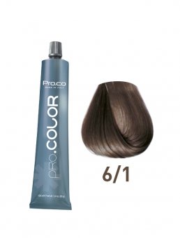 Vopsea de păr profesională PRO.COLOR 100 ml - Pro.Co - 6/1 BLOND INCHIS CENUSIU