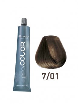 Vopsea de păr profesională PRO.COLOR 100 ml - Pro.Co - 7/01 BLOND NATURAL CENUSIU