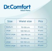 4 Baxuri Scutece adulti,prindere laterala cu scai, Dr.Comfort, 70-120 cm, Marime M, absortie rapida, 120 buc